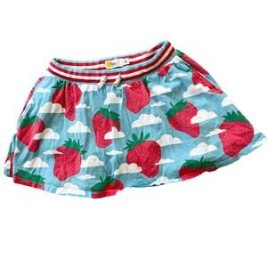 Mini Boden Strawberry Skort Skirt Shorts Girls 8-9 Sky Blue Clouds Elastic Waist